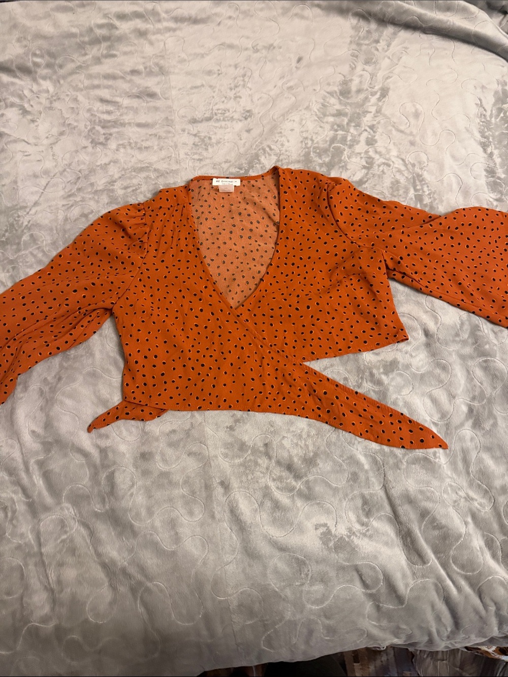 Be Divine Polka Dot Rust Wrap Crop Top